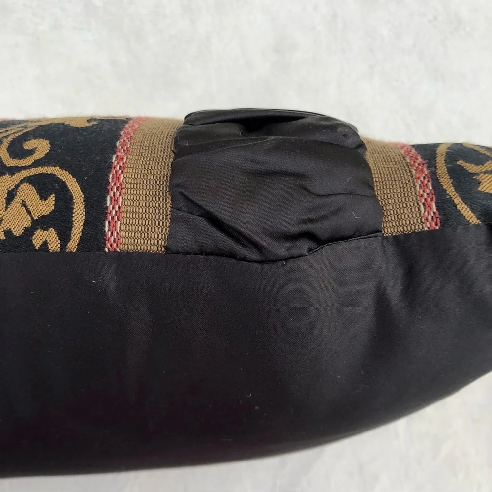 Jeffrey Fabrics Ruched Black Pillow Damask